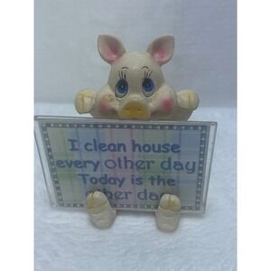 Vintage Pig Figurine I‎ Clean House Every Other Day Funny Decor